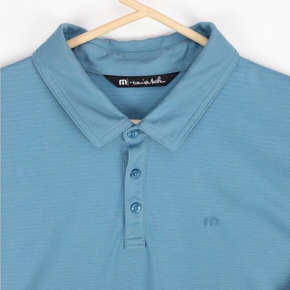 travisMathew Pima Cotton Blend Polo Men's XL Blue Short Sleeve 3-Button Logo - Picture 2 of 10